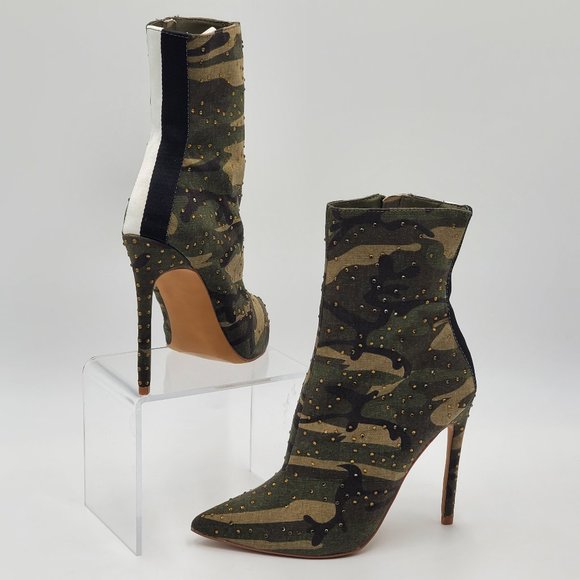 Steve Madden Rhinestone Studded Camouflage Booties - NWOT - Picture 3 of 16